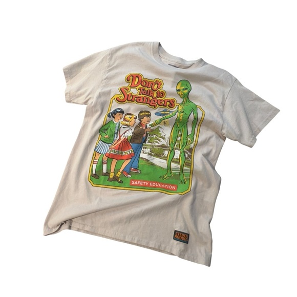 Steven Rhodes Don’t Talk To Strangers Graphic Cotton T-shirt Men’s Medium - Picture 5 of 9